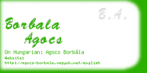 borbala agocs business card